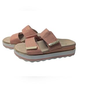 Vionic Brandie Coral Slip On Sandals Womens Size 6 Comfort Adjustable Platform